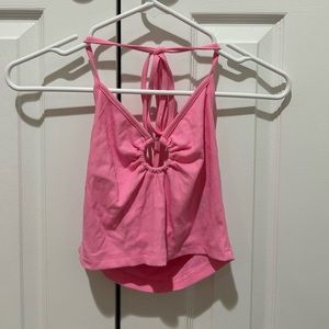 Cute neon pink open back top